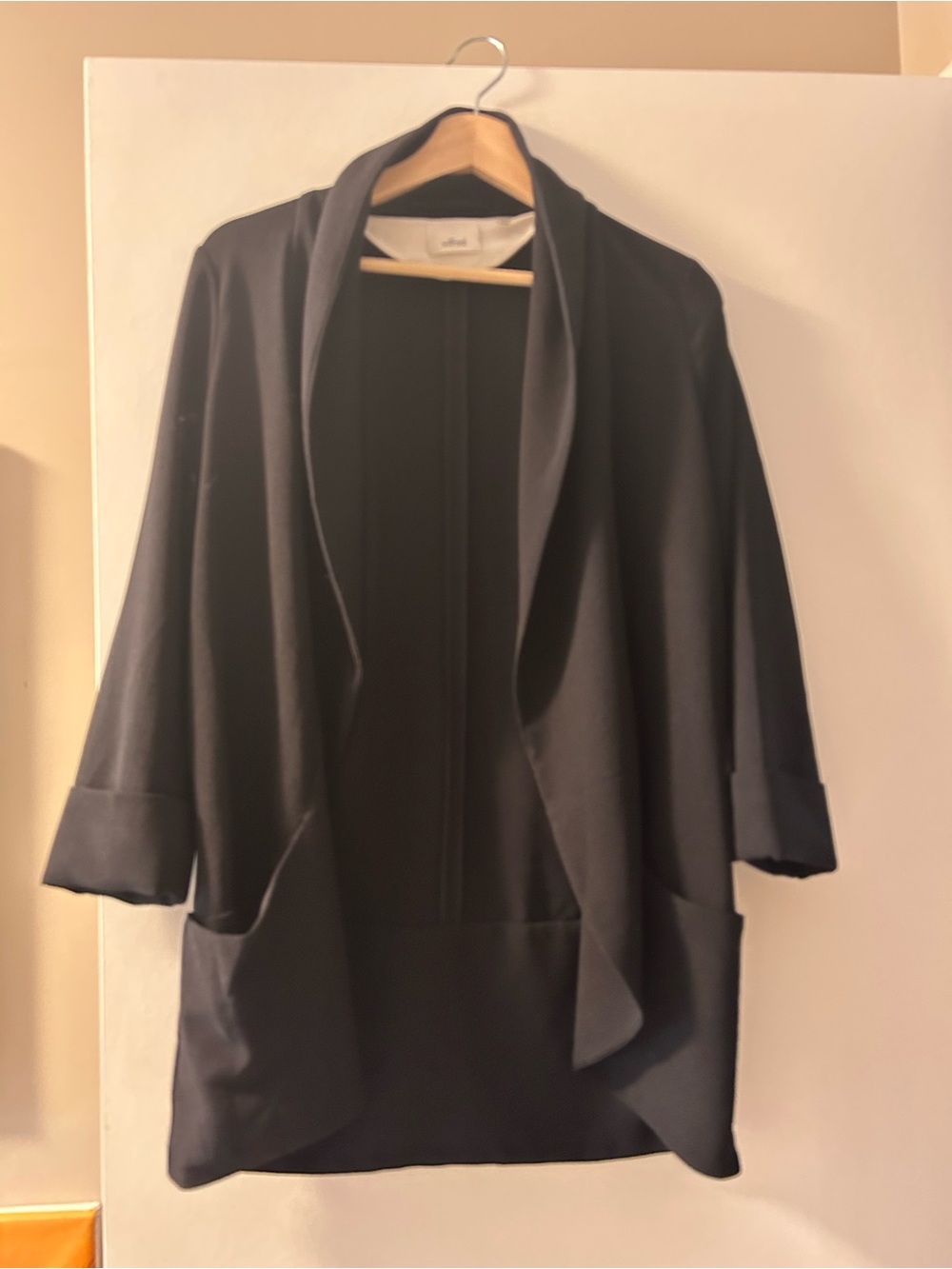 Wilfred Black Draped Open-Front Blazer